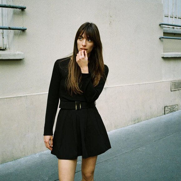 Zara Dresses & Skirts - Zara Black Belted Long Sleeve Mini Dress Chic & Sustainable Minimalist Sz Small